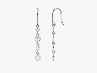 0.52 CT Round Bezel Drop Moissanite Diamond Earrings in 925 Sterling Silver