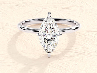 1.0-2.0TCW Marquise Cut Solitaire Moissanite Diamond Engagement Ring in 925 Sterling Silver