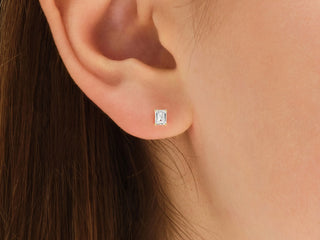 0.50 CT Minimalist Emerald Cut Stud Moissanite Diamond Earrings in 925 Sterling Silver