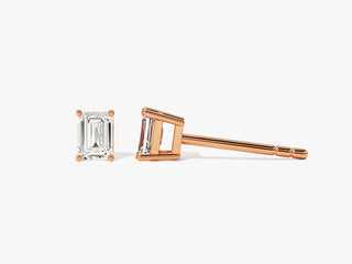 0.50 CT Minimalist Emerald Cut Stud Moissanite Diamond Earrings in 925 Sterling Silver