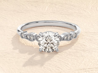 1.0TCW Round Milgrain Vintage Moissanite Diamond Engagement Ring in 925 Sterling Silver