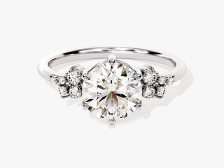 1.0-2.0TCW Round Cluster Solitaire Moissanite Diamond Engagement Ring in 925 Sterling Silver