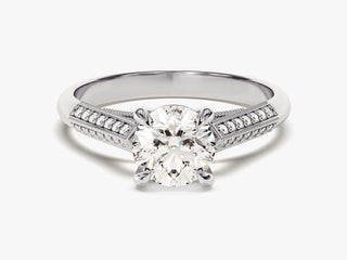 1.0-2.0TCW Round Milgrain Cluster Moissanite Diamond Engagement Ring in 925 Sterling Silver