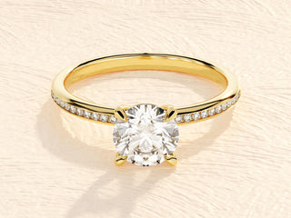 1.0TCW Round Channel Set Moissanite Diamond Engagement Ring in 925 Sterling Silver