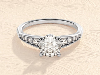 1.0TCW Round Pave Set Cluster Moissanite Diamond Engagement Ring in 925 Sterling Silver