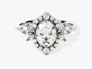 1.5TCW Oval Cut Cluster Moissanite Diamond Engagement Ring in 925 Sterling Silver