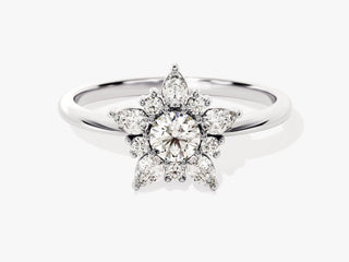 0.25TCW Round Pear Floral Cluster Moissanite Diamond Engagement Ring in 925 Sterling Silver