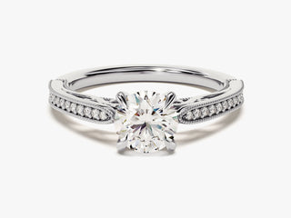 1.0TCW Round Cluster Milgrain Moissanite Diamond Engagement Ring in 925 Sterling Silver