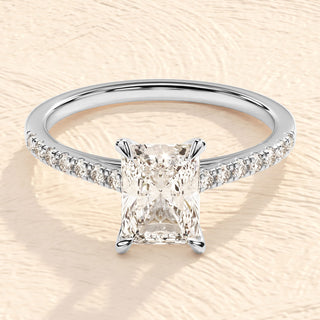 1.0-2.0TCW Radiant Cut Pave Moissanite Diamond Engagement Ring in 925 Sterling Silver