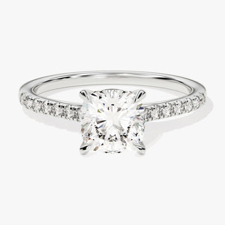 1.0-2.0TCW Cushion Cut Pave Moissanite Diamond Engagement Ring in 925 Sterling Silver