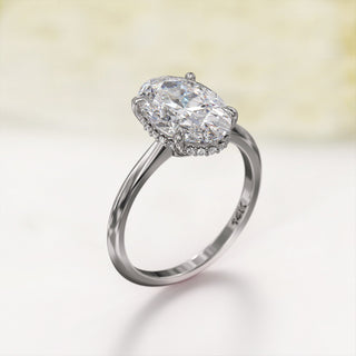 3.0TCW Oval Cut Hidden Halo Moissanite Diamond Engagement Ring in 925 Sterling Silver