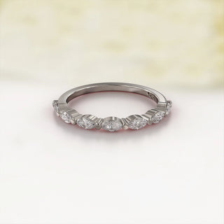 0.5TCW Marquise Half Eternity Moissanite Diamond Wedding Band in 925 Sterling Silver