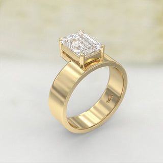 2.0TCW Emerald Cut Floting Moissanite Diamond Engagement Ring in 925 Sterling Silver