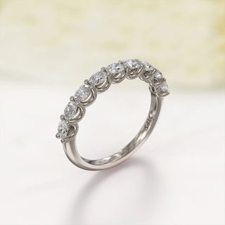 0.9TCW East West Oval Half Eternity Moissanite Diamond Wedding Band in 925 Sterling Silver