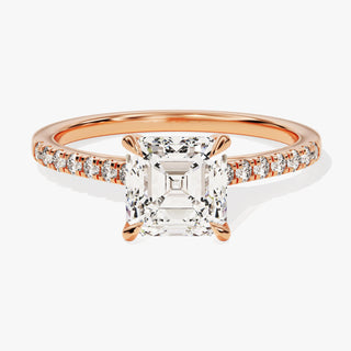 1.0-2.0TCW Asscher Cut Pave Moissanite Diamond Engagement Ring in 925 Sterling Silver