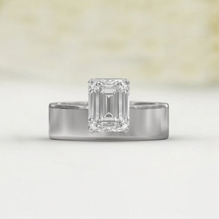 2.0TCW Emerald Cut Floting Moissanite Diamond Engagement Ring in 925 Sterling Silver