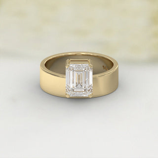 2.0TCW Emerald Cut Floting Moissanite Diamond Engagement Ring in 925 Sterling Silver