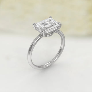 2.0TCW East-West Emerald Cut Moissanite Diamond Engagement Ring in 925 Sterling Silver