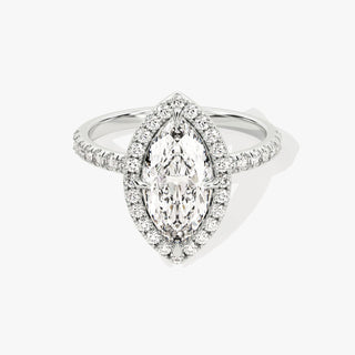 1.0-2.0TCW Marquise Halo Pave Moissanite Diamond Engagement Ring in 925 Sterling Silver