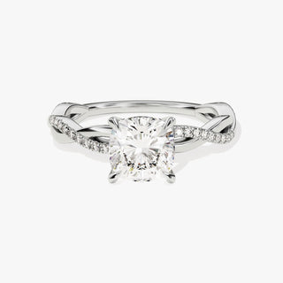 1.0-2.0TCW Cushion Twist Pave Moissanite Diamond Engagement Ring in 925 Sterling Silver