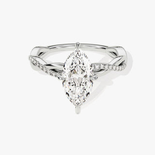 1.0-2.0TCW Marquise Cut Twist Pave Moissanite Diamond Engagement Ring in 925 Sterling Silver