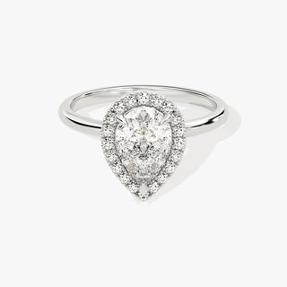 1.0-2.0TCW Pear Cut Halo Moissanite Diamond Engagement Ring in 925 Sterling Silver