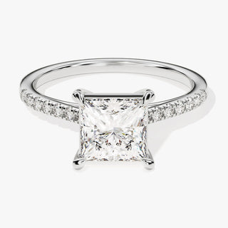 1.0-2.0TCW Princess Cut Pave Moissanite Diamond Engagement Ring in 925 Sterling Silver