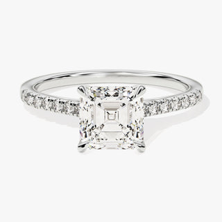 1.0-2.0TCW Asscher Cut Pave Moissanite Diamond Engagement Ring in 925 Sterling Silver