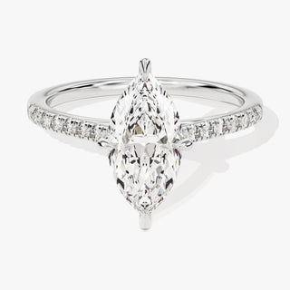 1.0-2.0TCW Marquise Cut Pave Moissanite Diamond Engagement Ring in 925 Sterling Silver