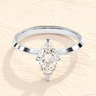 1.0-2.0TCW Knife Edge Marquise Solitaire Moissanite Diamond Engagement Ring in 925 Sterling Silver