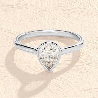 1.0-2.0TCW Pear Bezel Solitaire Moissanite Diamond Engagement Ring in 925 Sterling Silver