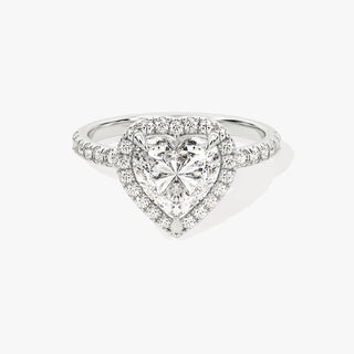 1.0-2.0TCW Heart Cut Halo Pave Moissanite Diamond Engagement Ring in 925 Sterling Silver