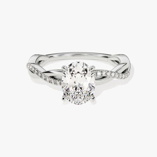 1.0-2.0TCW Oval Cut Twist Moissanite Diamond Engagement Ring in 925 Sterling Silver