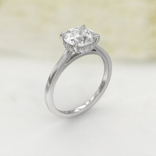 1.0TCW Round Cut Hidden Halo Moissanite Diamond Engagement Ring in 925 Sterling Silver