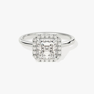 1.0-2.0TCW Asscher Cut Halo Moissanite Diamond Engagement Ring in 925 Sterling Silver