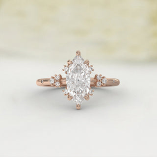 0.7-2.0TCW Marquise Cut Vintage Moissanite Diamond Engagement Ring in 925 Sterling Silver