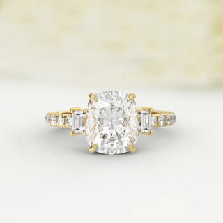 3.0TCW Cushion Cut Antique Moissanite Diamond Engagement Ring in 925 Sterling Silver