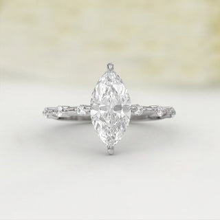 2.0TCW Marquise Hidden Halo Moissanite Diamond Engagement Ring in 925 Sterling Silver