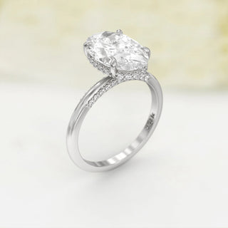 3.0TCW Oval Cut Hidden Halo Solitaire Moissanite Diamond Engagement Ring in 925 Sterling Silver