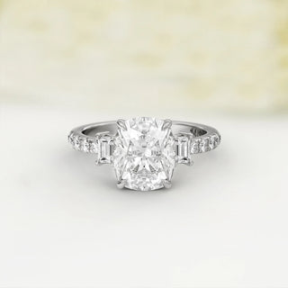 3.0TCW Cushion Cut Antique Moissanite Diamond Engagement Ring in 925 Sterling Silver