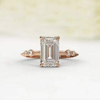 3.0TCW Emerald Cut Vintage Moissanite Diamond Engagement Ring in 925 Sterling Silver