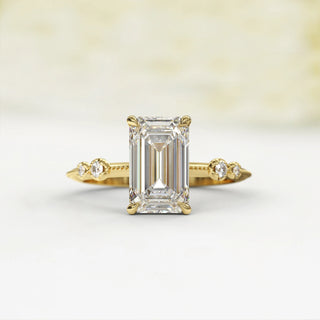 3.0TCW Emerald Cut Vintage Moissanite Diamond Engagement Ring in 925 Sterling Silver