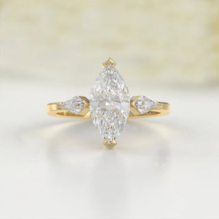 0.7-2.0TCW Marquise Cut Antique Moissanite Diamond Engagement Ring in 925 Sterling Silver