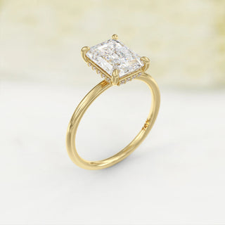 2.0TCW Emerald Cut Hidden Halo Moissanite Diamond Engagement Ring in 925 Sterling Silver