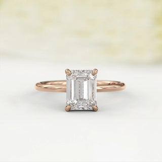 2.0TCW Emerald Cut Hidden Halo Moissanite Diamond Engagement Ring in 925 Sterling Silver