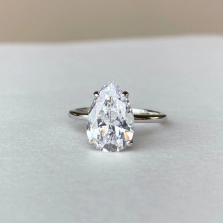 1.0-3.0TCW Pear Solitaire Moissanite Diamond Engagement Ring in 925 Sterling Silver