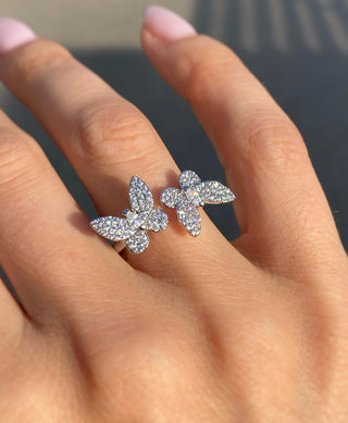 1.0TCW Marquise Cut Butterfly Moissanite Diamond Engagement Ring in 925 Sterling Silver