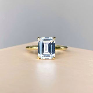 2.0TCW Emerald cut Solitaire Moissanite Diamond Engagement Ring in 925 Sterling Silver