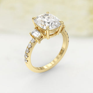 3.0TCW Cushion Cut Antique Moissanite Diamond Engagement Ring in 925 Sterling Silver