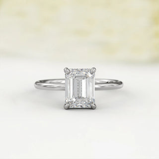 2.0TCW Emerald Cut Hidden Halo Moissanite Diamond Engagement Ring in 925 Sterling Silver